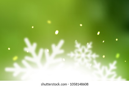 Light Green, Yellow vector template with ice snowflakes. Shining colored illustration with snow in christmas style. New year design for your business advert.