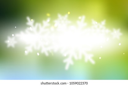 Light Green, Yellow vector template with ice snowflakes. Glitter abstract illustration with crystals of ice. The template can be used as a new year background.