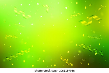 Light Green, Yellow vector template with carnival confetti. Beautiful colored illustration with ribbon in celebration style. The pattern can be used for birthday gifts, congratulations.