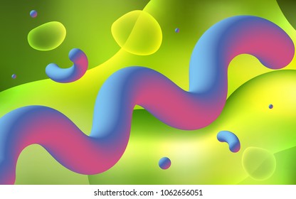 Light Green, Yellow vector template with bent ribbons. A vague circumflex abstract illustration with gradient. The template for cell phone backgrounds.