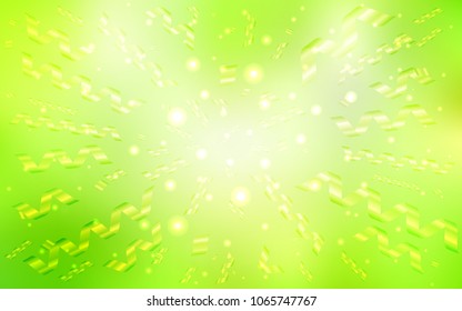 Light Green, Yellow vector template with carnival confetti. Decorative shining illustration with ribbons on abstract template. New design for ad, poster, banner of your Party.