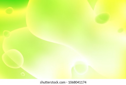 Light Green, Yellow vector template with lines, ovals. Blurred geometric sample with gradient bubbles.  The template for cell phone backgrounds.