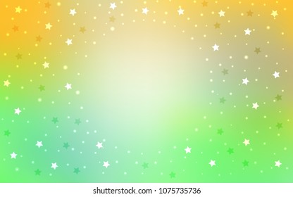 Light Green, Yellow vector template with sky stars. Blurred decorative design in simple style with stars. The pattern can be used for websites.