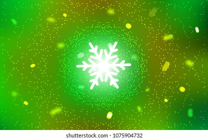 Light Green, Yellow vector template with ice snowflakes. Glitter abstract illustration with crystals of ice. The pattern can be used for new year leaflets.