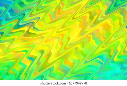 Light Green, Yellow vector template with liquid shapes. Shining crooked illustration in marble style. Brand-new design for your ads, poster, banner.