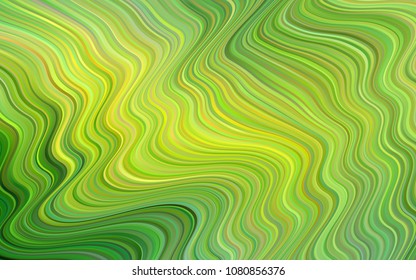 Light Green, Yellow vector template with bent lines. Colorful abstract illustration with gradient lines. Textured wave pattern for backgrounds.