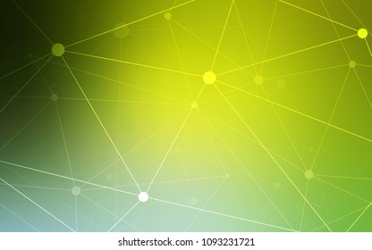 Light Green, Yellow vector template with circles, triangles. Glitter abstract illustration with connection of triangle structure. Pattern can be used for ads, leaflets.