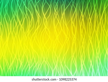 Light Green, Yellow vector template with bent lines. A vague circumflex abstract illustration with gradient. A new texture for your  ad, booklets, leaflets.