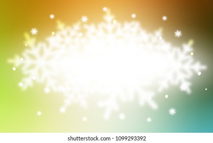 Light Green, Yellow vector template with ice snowflakes. Glitter abstract illustration with crystals of ice. The pattern can be used for new year leaflets.