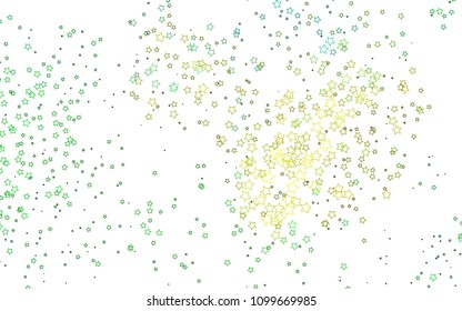 Light Green, Yellow vector template with sky stars. Stars on blurred abstract background with gradient. Smart design for your business advert.