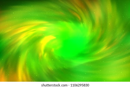Light Green, Yellow vector template with space stars. Shining colored illustration with bright astronomical stars. Smart design for your business advert.