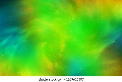 Light Green, Yellow vector template with space stars. Shining illustration with sky stars on abstract template. Pattern for futuristic ad, booklets.