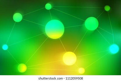 Light Green, Yellow vector template with circles, triangles. Glitter abstract illustration with connection of triangle structure. Pattern can be used as texture of wallpapers.