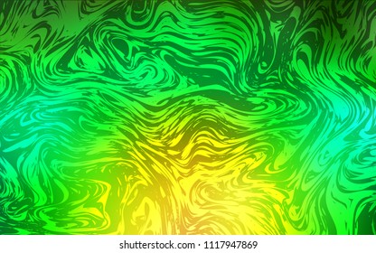 Light Green, Yellow vector template with liquid shapes. Shining illustration, which consist of blurred lines, circles. New composition for your brand book.