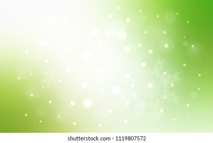 Light Green, Yellow vector template with ice snowflakes. Snow on blurred abstract background with gradient. The pattern can be used for year new  websites.