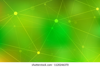 Light Green, Yellow vector template with circles, triangles. Glitter abstract illustration with connection of triangle structure. Pattern can be used for ads, leaflets.