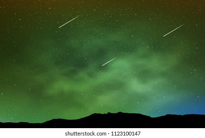 Light Green, Yellow vector template with space stars. Glitter abstract illustration with colorful cosmic stars. Best design for your ad, poster, banner.