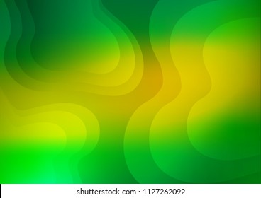 Light Green, Yellow vector template with bent ribbons. Geometric illustration in marble style with gradient.  Pattern for your business design.