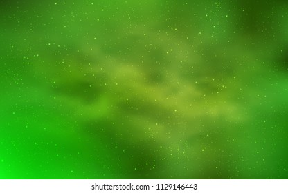 Light Green, Yellow vector template with space stars. Shining colored illustration with bright astronomical stars. Best design for your ad, poster, banner.