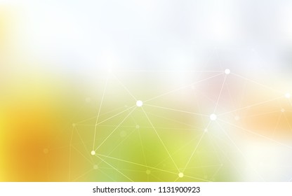 Light Green, Yellow vector template with circles, triangles. Glitter abstract illustration with connection of triangle structure. Completely new template for your brand book.