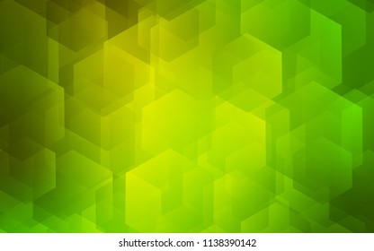 Light Green, Yellow vector template in hexagonal style. Glitter abstract illustration in hexagonal style. New design for website's poster, banner.