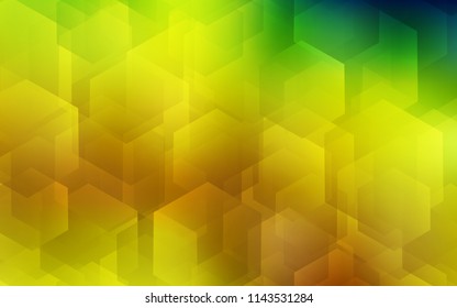 Light Green, Yellow vector template in hexagonal style. Illustration of colored hexagons on white surface. Pattern can be used for landing pages.