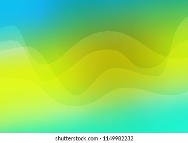 Light Green, Yellow vector template with lines, ovals. Blurred geometric sample with gradient bubbles.  Textured wave pattern for backgrounds.