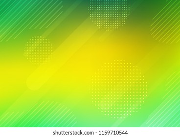 Light Green, Yellow vector template with repeated sticks, circles. Shining colored illustration with rounded stripes, dots. The template can be used as a background.