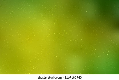 Light Green, Yellow vector template with space stars. Shining illustration with sky stars on abstract template. Pattern for futuristic ad, booklets.