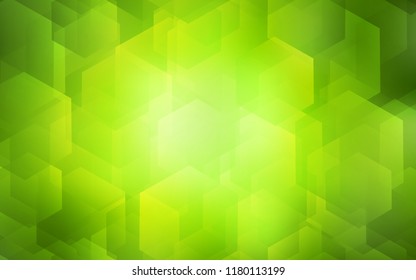 Light Green, Yellow vector template in hexagonal style. Illustration with set of colorful hexagons. Pattern can be used for landing pages.