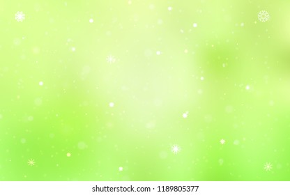 Light Green, Yellow vector template with ice snowflakes. Shining colored illustration with snow in christmas style. The pattern can be used for year new  websites.