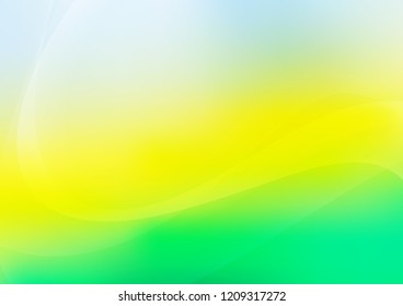 Light Green, Yellow vector template with bent lines. Blurred geometric sample with gradient bubbles.  The elegant pattern for brand book.