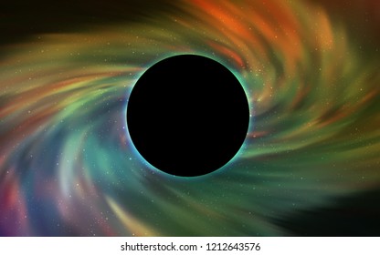 Light Green, Yellow vector template with a black hole, space. Colorful black hole with shining night sky stars. Template for Black Friday sales.
