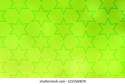 Light Green, Yellow vector template with sky stars. Decorative illustration with stars on abstract template. Best design for your ad, poster, banner.