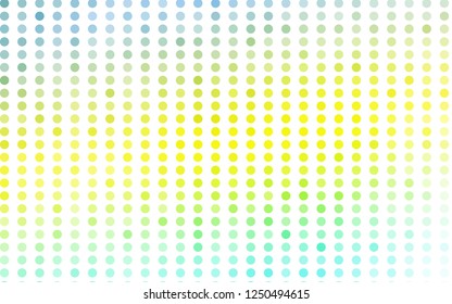 Light Green, Yellow vector template with circles. Glitter abstract illustration with blurred drops of rain. Pattern of water, rain drops.