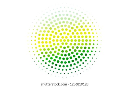 Light Green, Yellow vector template in hexagonal style. Illustration of colored hexagons on white surface. Pattern for ads, leaflets.