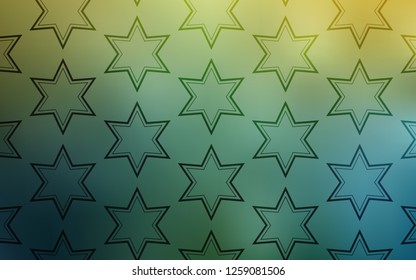 Light Green, Yellow vector template with sky stars. Glitter abstract illustration with colored stars. Pattern for wrapping gifts.