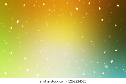 Light Green, Yellow vector template with ice snowflakes. Shining colorful illustration with snow in christmas style. New year design for poster, banner.