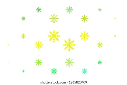 Light Green, Yellow vector template with ice snowflakes. Modern geometrical abstract illustration with crystals of ice. New year design for your business advert.