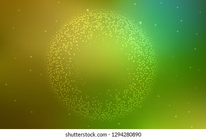 Light Green, Yellow vector template with space stars. Shining colored illustration with bright astronomical stars. Best design for your ad, poster, banner.