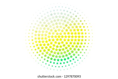 Light Green, Yellow vector template with sky stars. Blurred decorative design in simple style with stars. Best design for your ad, poster, banner.