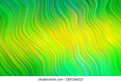 Light Green, Yellow vector template with bent ribbons. Glitter abstract illustration with wry lines. A completely new marble design for your business.