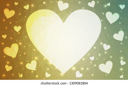 Light Green, Yellow vector  template with doodle hearts. Illustration with hearts in love concept for valentine's day. Pattern for valentine's ad, booklets.