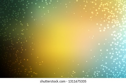Light Green, Yellow vector template with space stars. Blurred decorative design in simple style with galaxy stars. Pattern for astronomy websites.