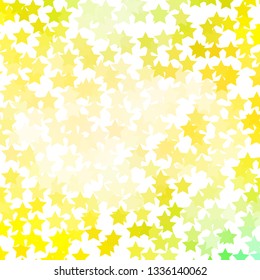 Light Green, Yellow vector template with neon stars. Modern geometric abstract illustration with stars. Design for your business promotion.
