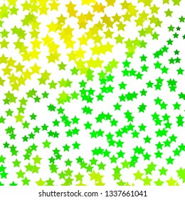 Light Green, Yellow vector template with neon stars. Modern geometric abstract illustration with stars. Best design for your ad, poster, banner.