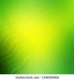 Light Green, Yellow vector template with wry lines. Abstract illustration with bandy gradient lines. Pattern for ads, commercials.