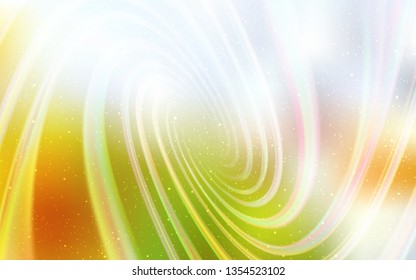 Light Green, Yellow vector template with space stars. Space stars on blurred abstract background with gradient. Best design for your ad, poster, banner.