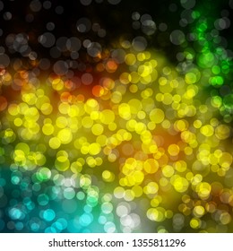 Light Green, Yellow vector template with circles. Glitter abstract illustration with colorful drops. Pattern for booklets, leaflets.