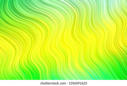 Light Green, Yellow vector template with bent ribbons. Blurred geometric sample with gradient bubbles.  The elegant pattern for brand book.
